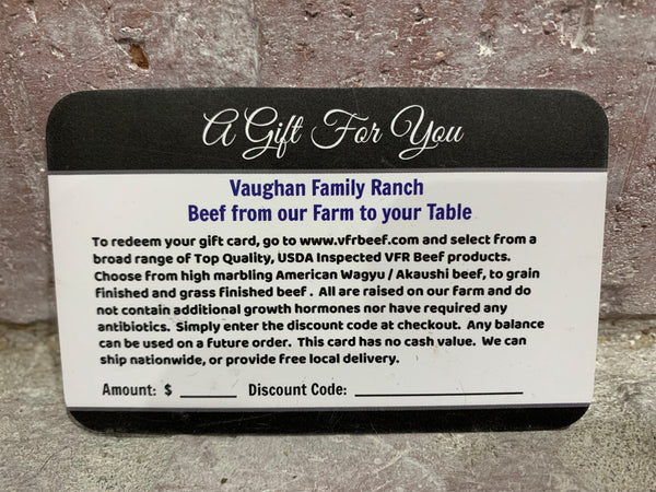 Vaughan Family Ranch Physical Gift Card w/sleeve